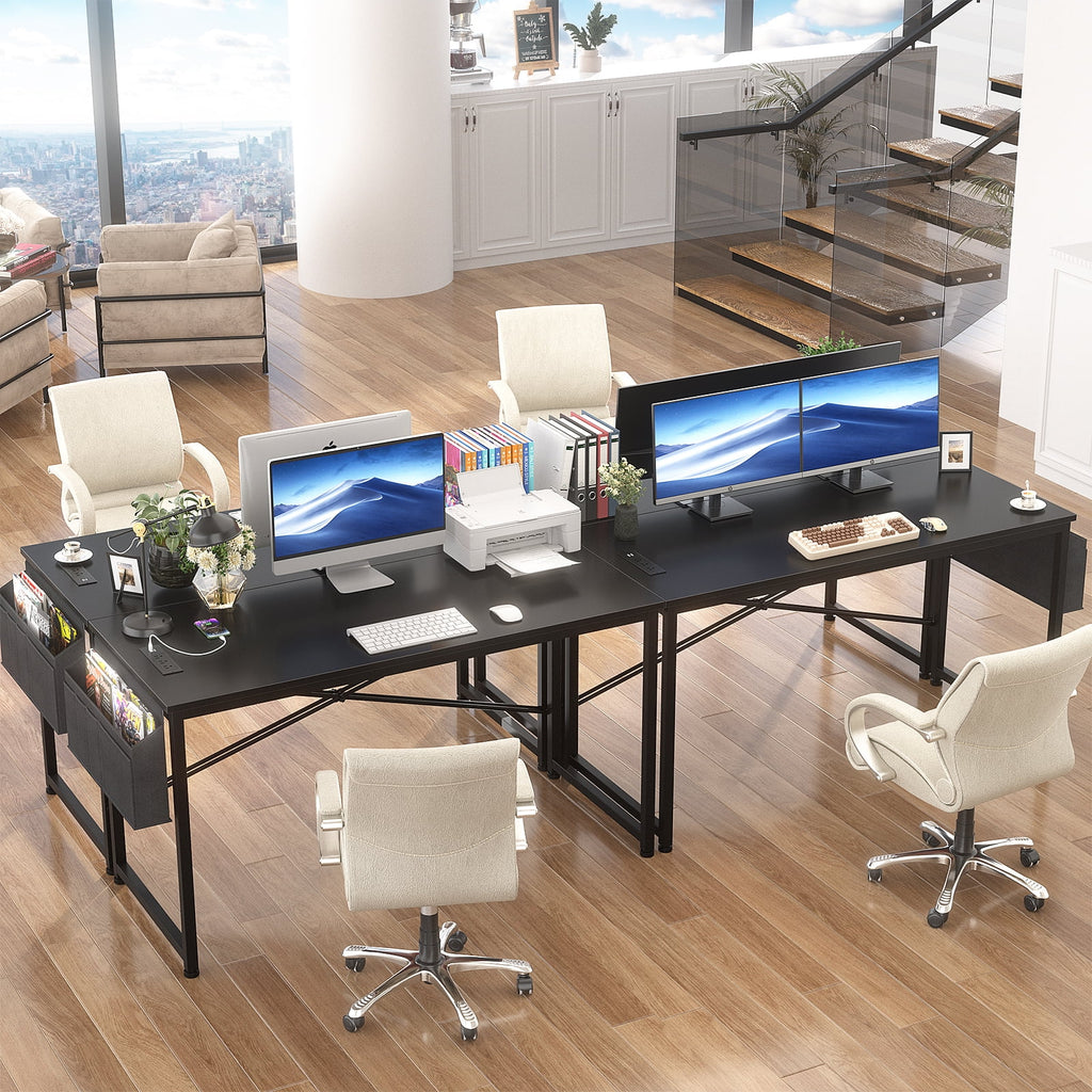 Black 47 Inch Computer Desk with Power Outlets I6591
