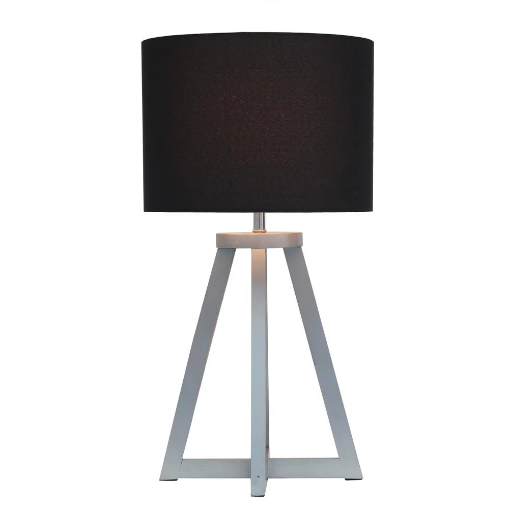 Gray Wood Table Lamp with Black Fabric Shade E215291