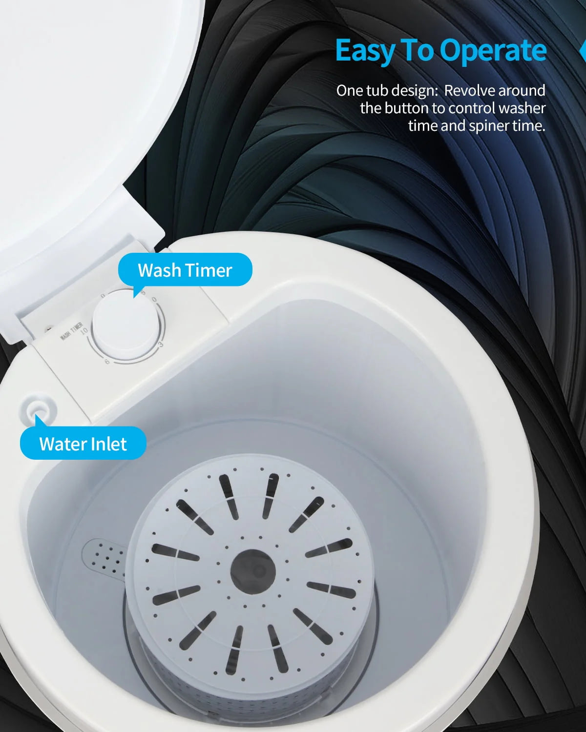 Portable Mini Washing Machine with Spinner Basket, White P751982