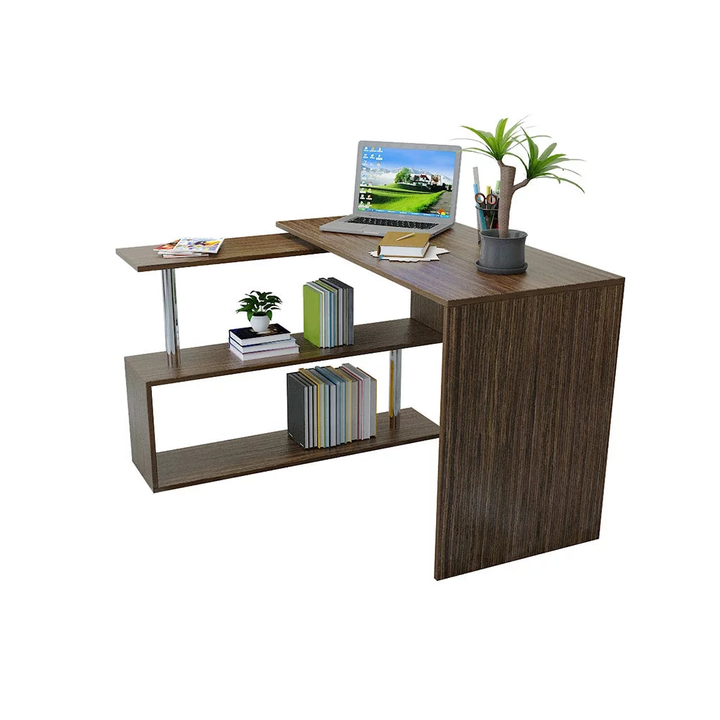Brown L-shaped Computer Desk 170x74x50 Cm G4688