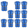 5 Pockets High Visibility Zipper Front Safety Vest with Reflective Strips, Pack of 10 B678