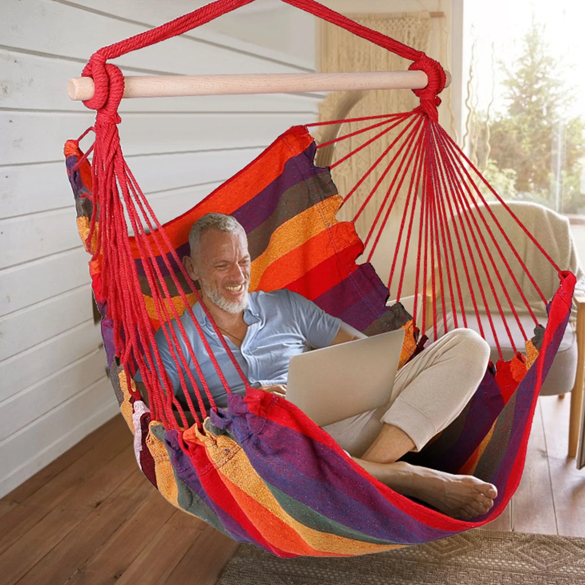 Hanging Chair Canvas Porch Patio Swing Seat U21984