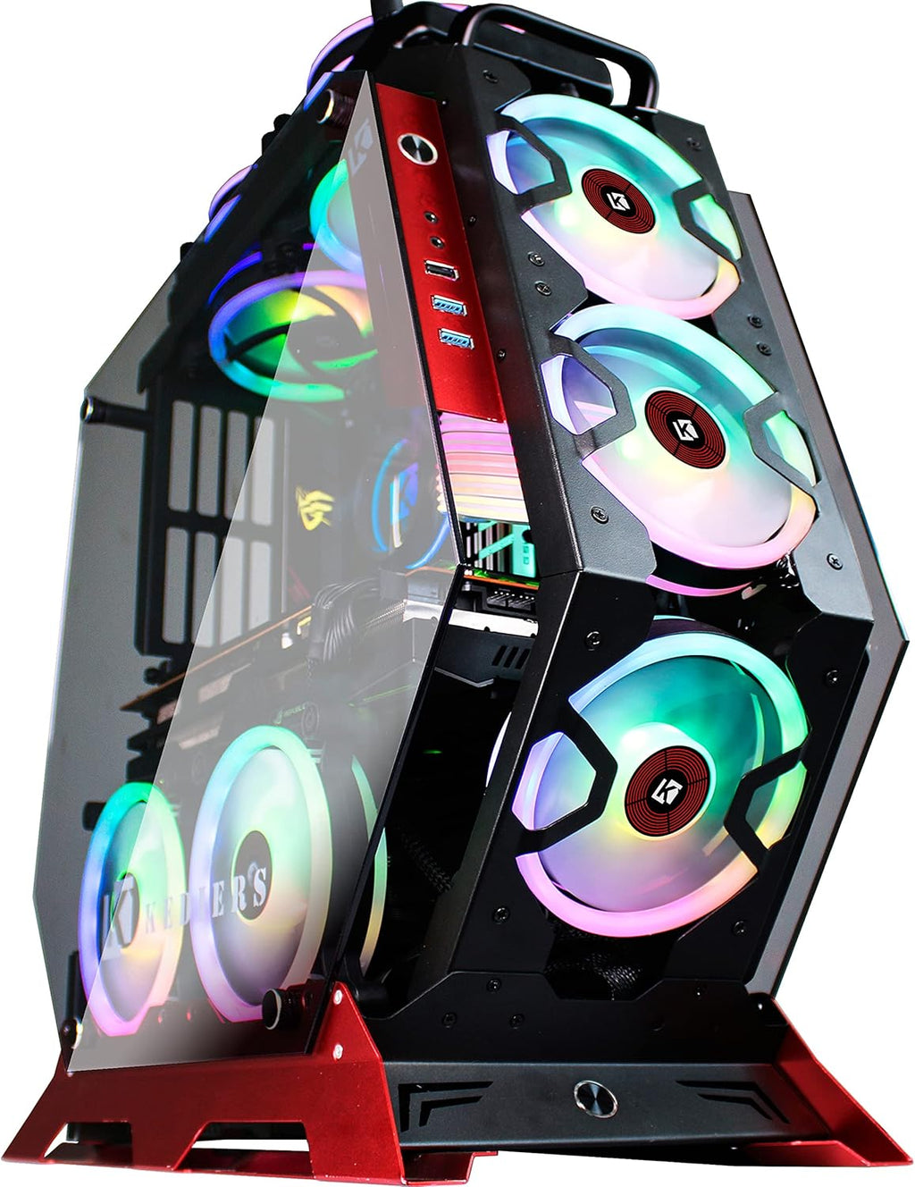 PC Gaming Case ATX Mid Tower Open Case with Tempered Glass U31883