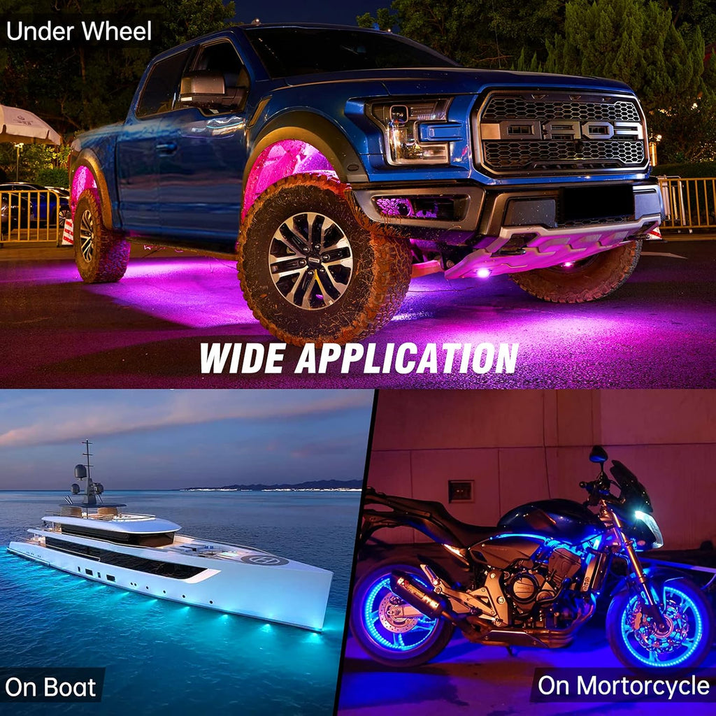 RGB LED Underglow Lighting Kit, 6 Pods, IP68 Waterproof, Pack of 2 Z377