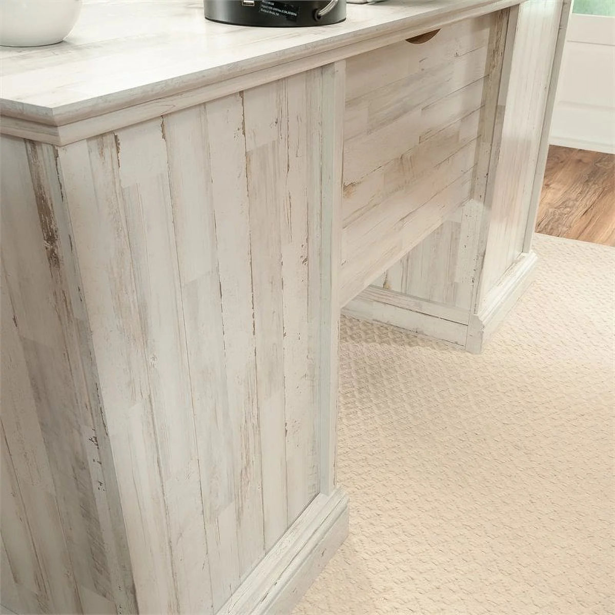 White Plank Finish Executive Desk R811497