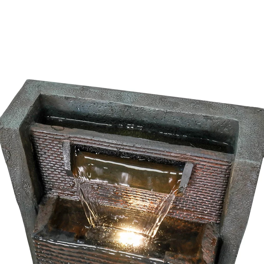 39.3” H Modern Floor-Standing Waterfall Fountain with Led Lights Q200