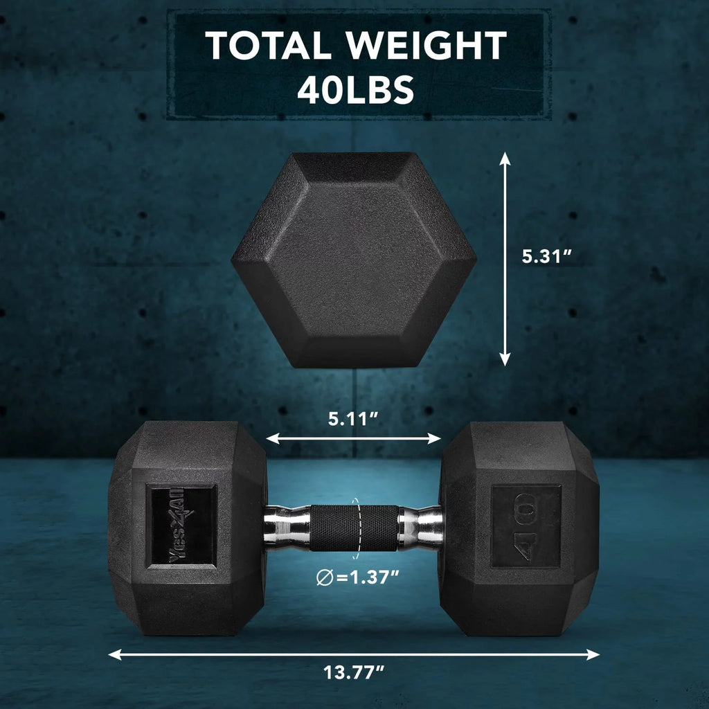 50 lbs Hex Rubber Grip Dumbbell J681