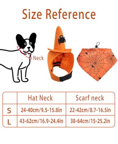 Dog Halloween Costumes 2Pcs Set Witch Hat and Bandana Black W505149
