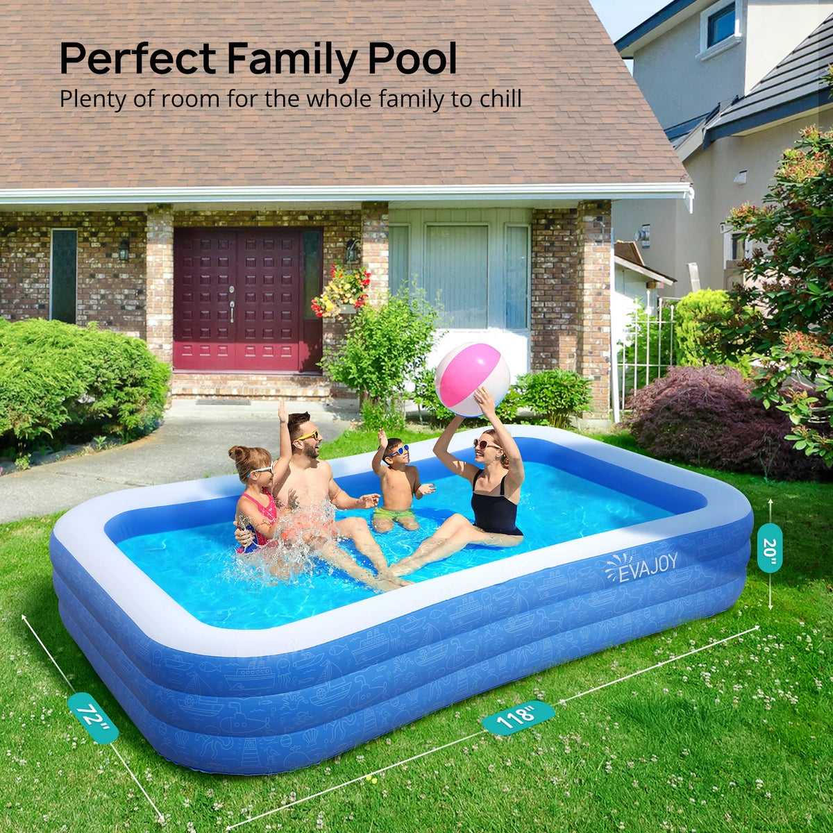 Inflatable Swimming Pools 119'' x 72'' x 20'' E97379
