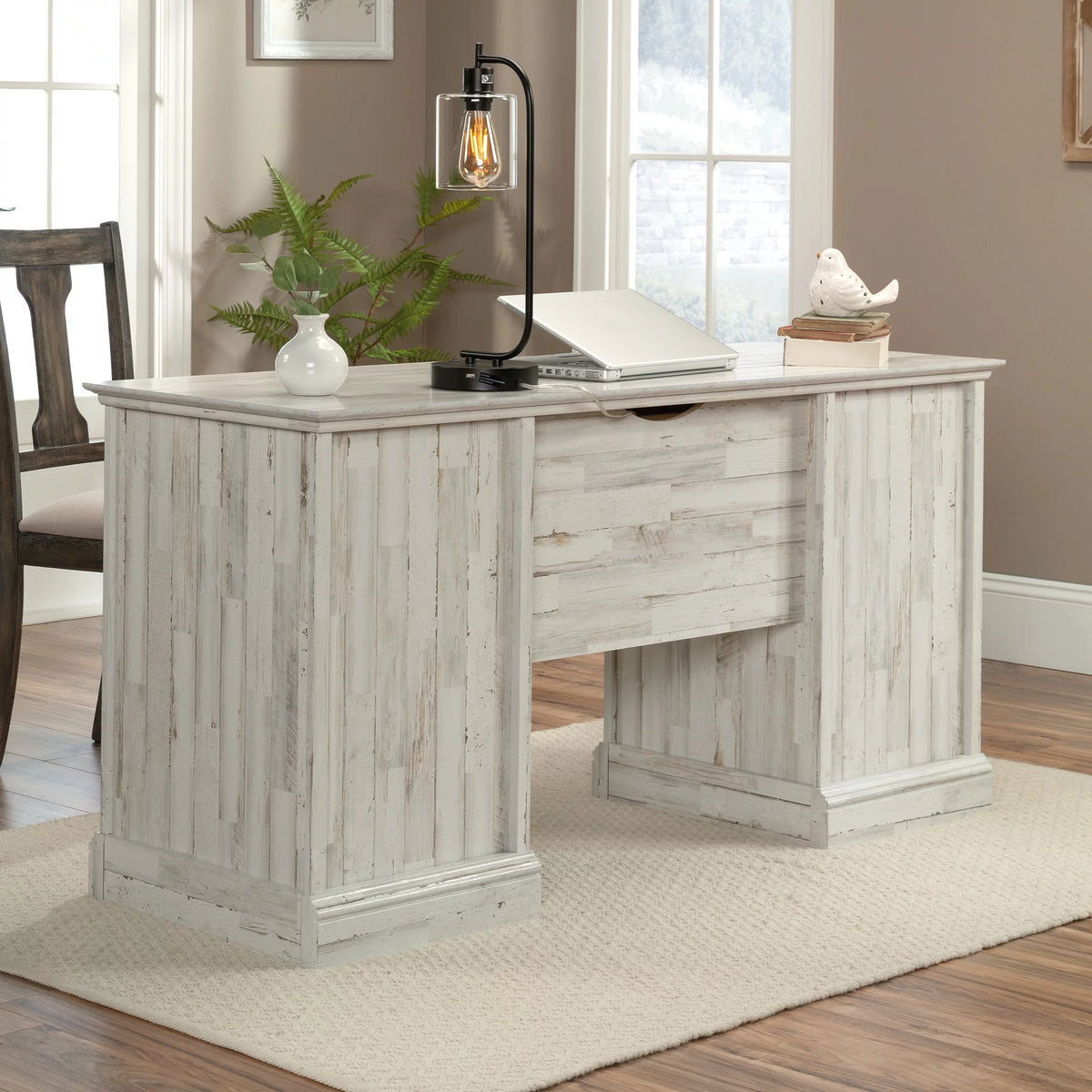 White Plank Finish Executive Desk R811497