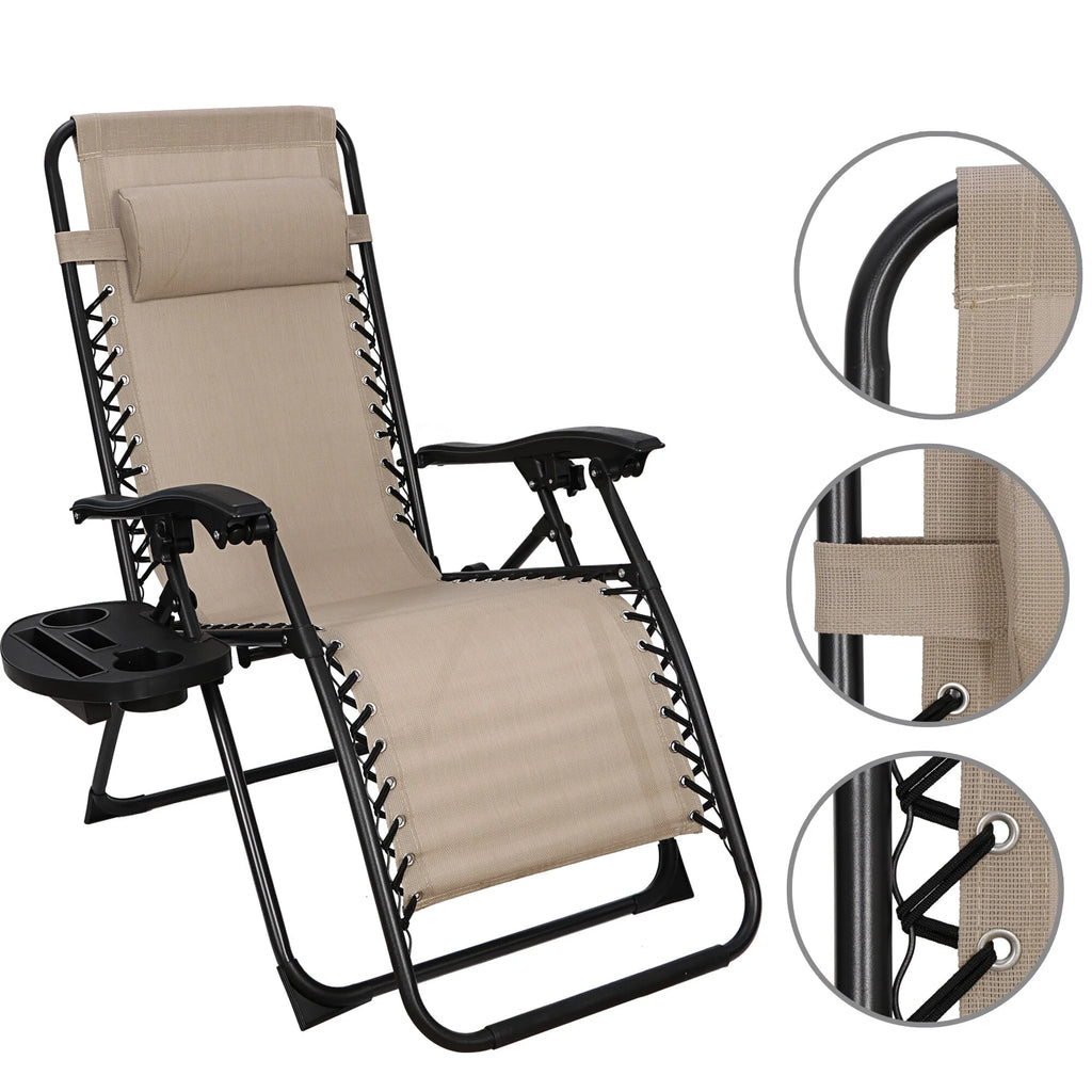 2 Pack Beige Steel Zero-Gravity Chair T476865