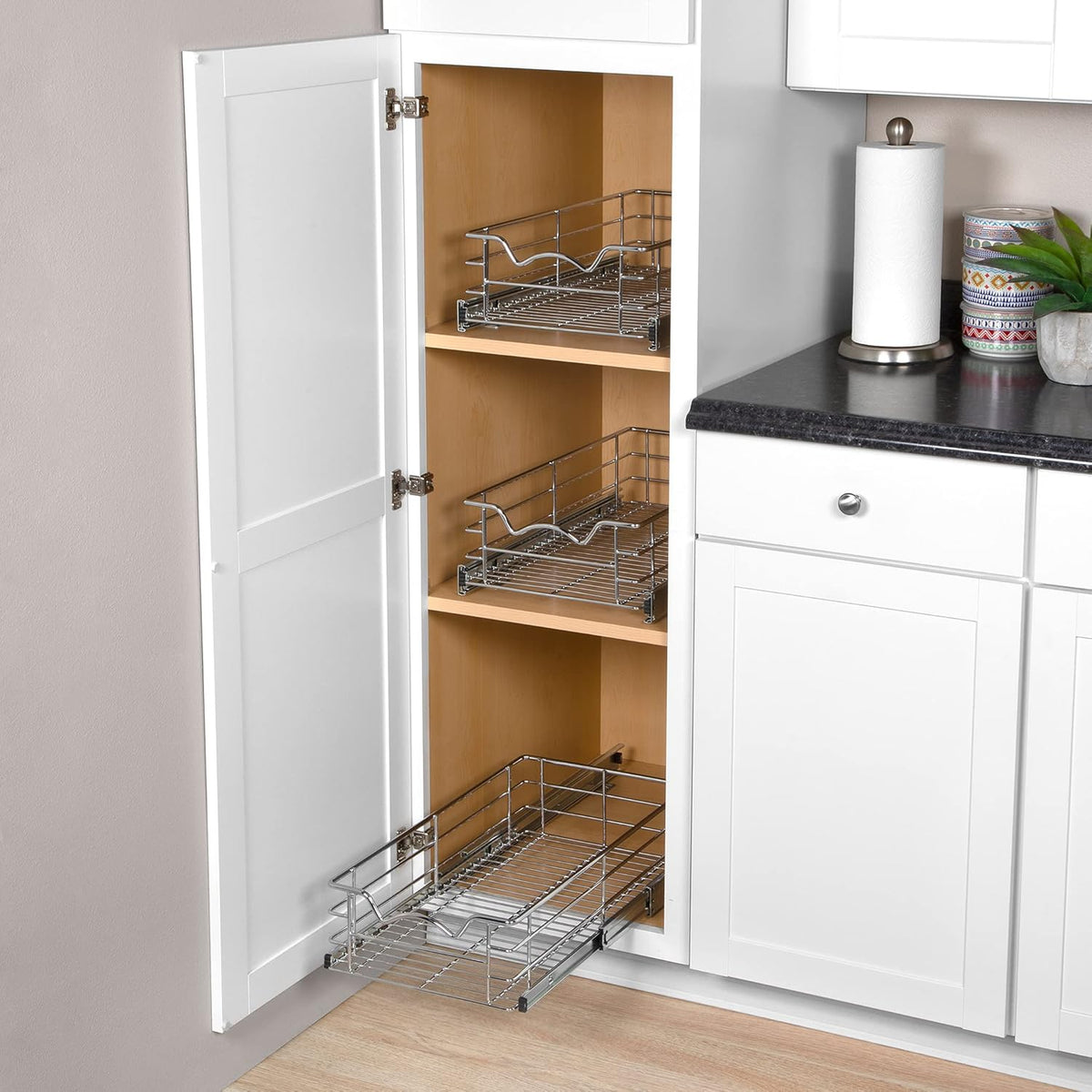 Pull Out Cabinet Organizer Basket, 11W x 21D x 5H B41251
