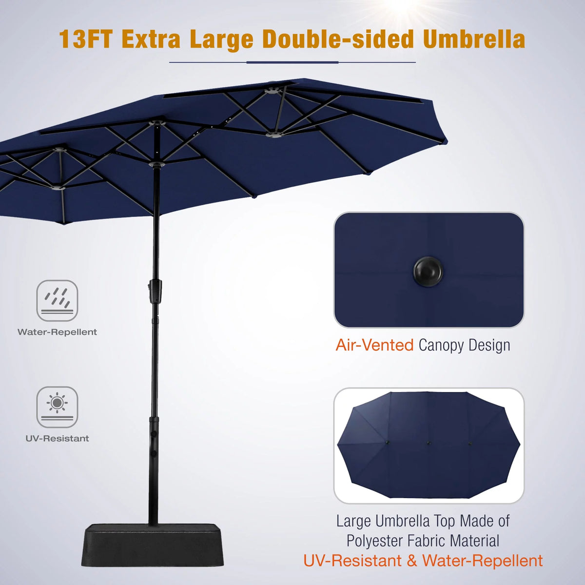 8-Piece Outdoor Patio Dining Set with Navy Umbrella I81705